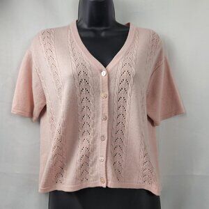 William Randall Cashmere Silk Blend Button Up Cardigan Women's Pink Top Size Med
